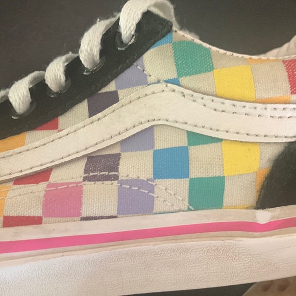 Youth Girls Vans Ward Low Top Old Skool Shoes Rainbow Check size 1 - Picture 7 of 11
